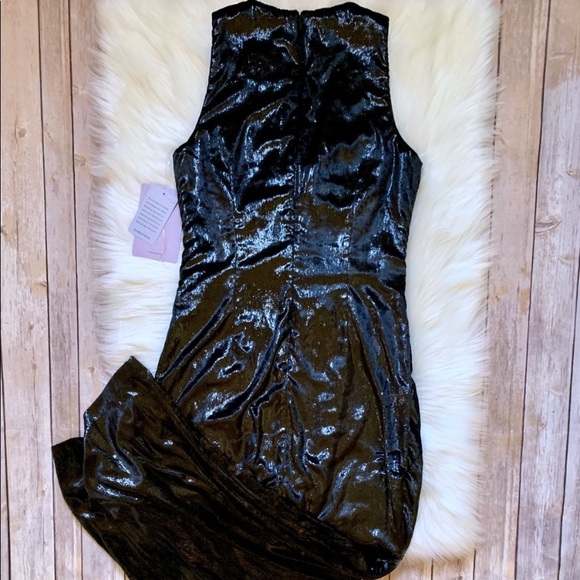 JS Collections Sparkling Black Velvet Twist Gown - Picture 6 of 8